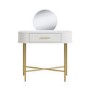 Small White And Gold Dressing Table With Mirror And Storage Drawer - Gigi