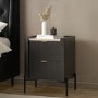 Wide Black Marble Top 2-Drawer Bedside Table - Gio