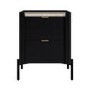 Wide Black Marble Top 2-Drawer Bedside Table - Gio