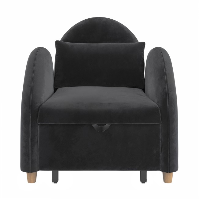 Dark Grey Velvet Chair Bed - Gene