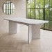 White Marble Effect Pillar Extendable Dining Table - Seats 6 - 8 - Geneva