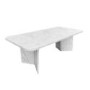 White Marble Effect Pillar Extendable Dining Table - Seats 6 - 8 - Geneva