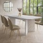 White Marble Effect Pillar Extendable Dining Table - Seats 6 - 8 - Geneva