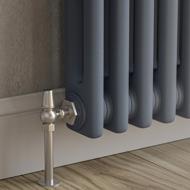 Reggio Anthracite Horizontal Double Column Traditional Radiator 300x605mm 1062 BTU - Cast Iron Style