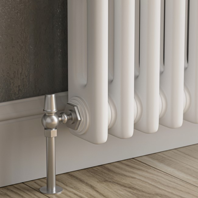 Reggio White Horizontal Double Column Traditional Radiator 300x605mm 1062 BTU - Cast Iron Style