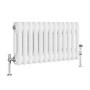 Reggio White Horizontal Double Column Traditional Radiator 300x605mm 1062 BTU - Cast Iron Style