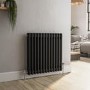 Reggio Midnight Black Horizontal Double Column Traditional Radiator 600x605mm 2045 BTU - Cast Iron Style