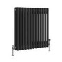 Reggio Midnight Black Horizontal Double Column Traditional Radiator 600x605mm 2045 BTU - Cast Iron Style