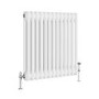 Reggio White Horizontal Double Column Traditional Radiator 600x605mm 2045 BTU - Cast Iron Style