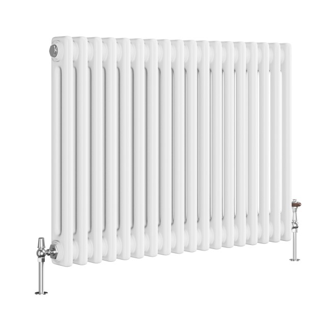 Reggio White Horizontal Double Column Traditional Radiator 600x830mm 2832 BTU - Cast Iron Style