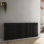 Reggio Midnight Black Horizontal Double Column Traditional Radiator 600x1460mm 5035 BTU - Cast Iron Style