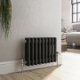 Reggio Midnight Black Horizontal Double Column Traditional Radiator 300x425mm 735 BTU - Cast Iron Style