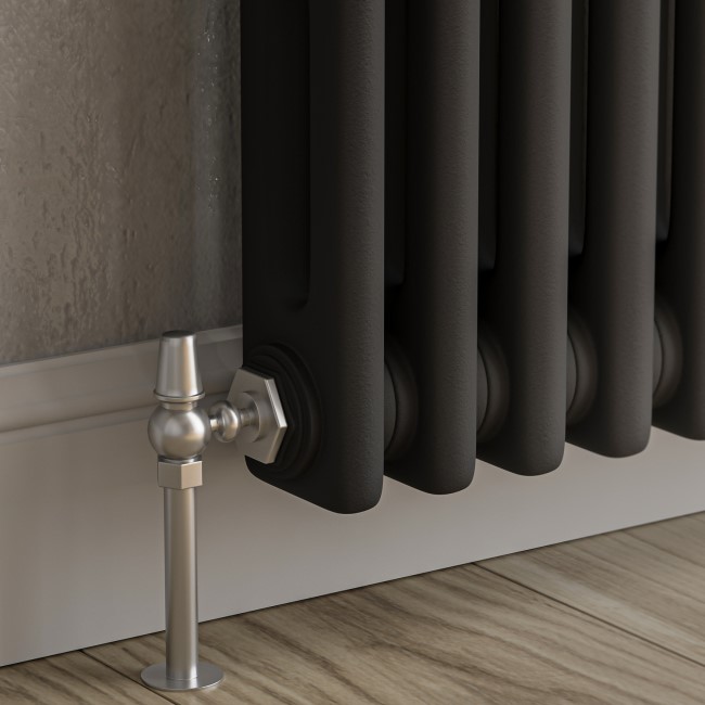 Reggio Midnight Black Horizontal Double Column Traditional Radiator 300x425mm 735 BTU - Cast Iron Style