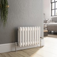 Reggio White Horizontal Double Column Traditional Radiator 300x425mm 735 BTU - Cast Iron Style