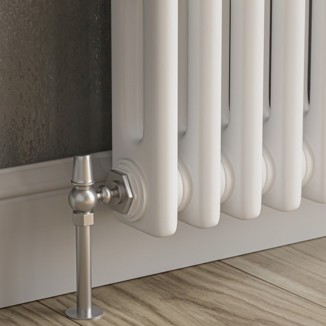 Reggio White Horizontal Double Column Traditional Radiator 300x425mm 735 BTU - Cast Iron Style