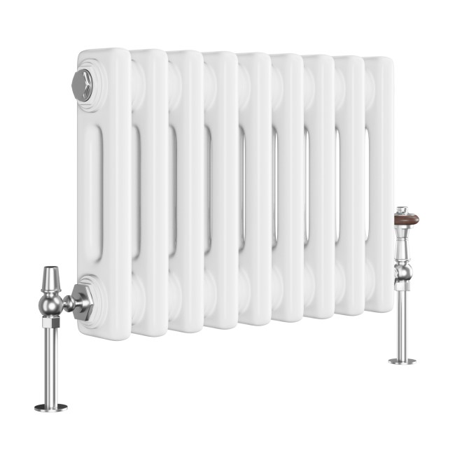 Reggio White Horizontal Double Column Traditional Radiator 300x425mm 735 BTU - Cast Iron Style