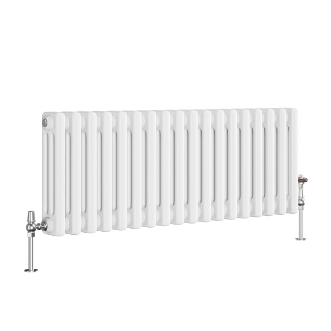 Reggio White Horizontal Triple Column Traditional Radiator 300x830mm 1857 BTU - Cast Iron Style