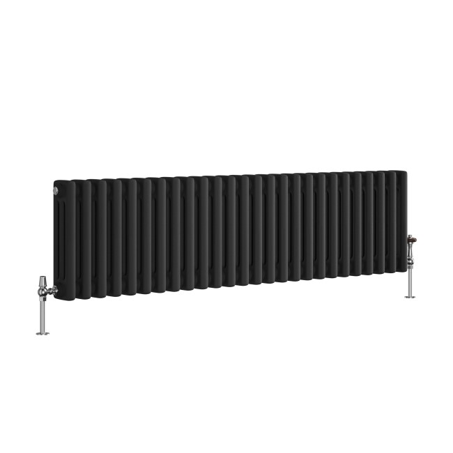 Reggio Midnight Black Horizontal Triple Column Traditional Radiator 300x1190mm 2682 BTU - Cast Iron Style