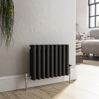 Reggio Midnight Black Horizontal Triple Column Traditional Radiator 300x425mm 928 BTU - Cast Iron Style