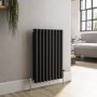 Reggio Midnight Black Horizontal Triple Column Traditional Radiator 600x425mm 1790 BTU - Cast Iron Style