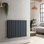 Riace Anthracite Horizontal Flat Designer Radiator 600x748mm Double Panel 2827 BTU