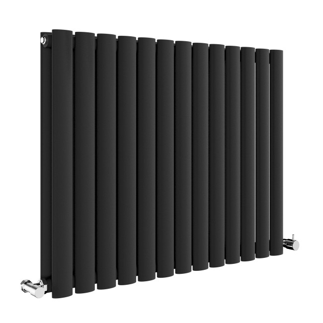 Sorrento Midnight Black Horizontal Oval Designer Radiator 600x767mm Double Panel 3119 BTU