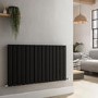 Riace Midnight Black Horizontal Flat Designer Radiator 600x1020mm Double Panel 3856 BTU