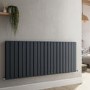 Riace Anthracite Horizontal Flat Designer Radiator 600x1428mm Double Panel 5398 BTU