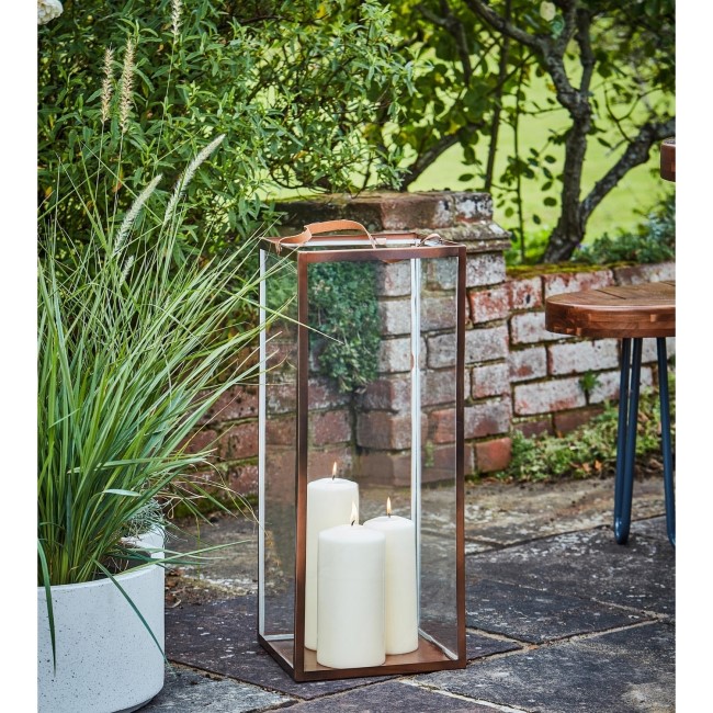 Ivyline Large Tall Copper Outdoor Lantern Hampton