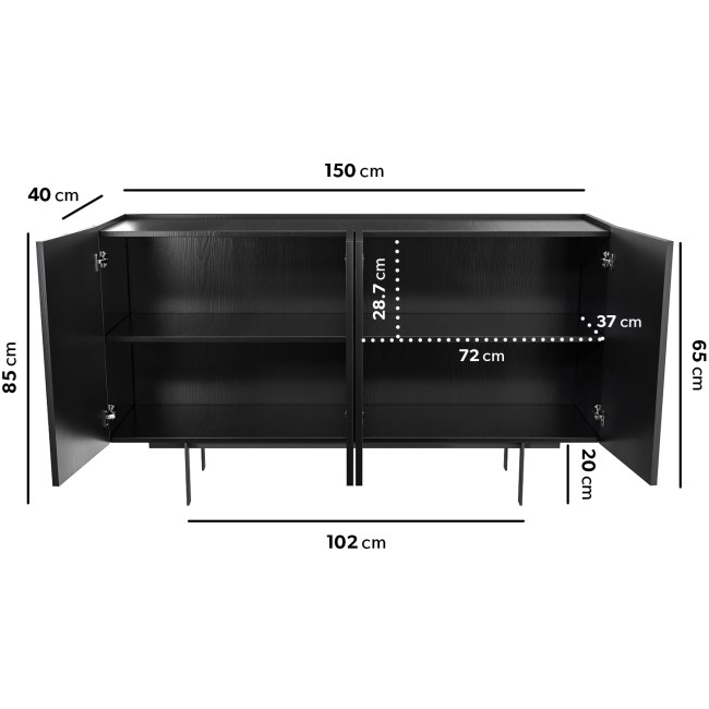 Large Black Oak Sideboard - 4 Doors - Helmer