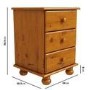 Pine 3 Drawer Bedside Table - Hamilton