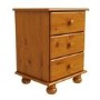 Pine 3 Drawer Bedside Table - Hamilton