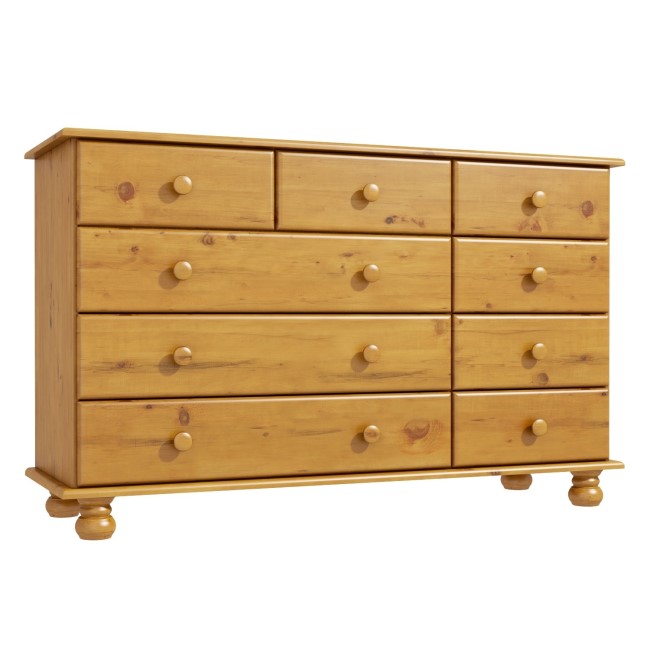 Wide Pine Chest of 9 Drawers - Hamilton