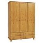 Pine 3 Door Triple Wardrobe with Drawers - Hamilton