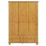 Pine 3 Door Triple Wardrobe with Drawers - Hamilton