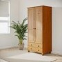 Pine 2 Door Double Wardrobe with Drawers - Hamilton