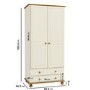 Cream and Pine Painted 2 Door Double Wardrobe with Drawers - Hamilton