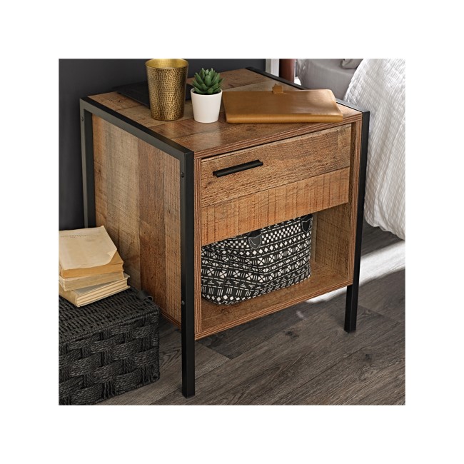 Industrial Oak Finish 3-Piece Bedroom Furniture Set - Hoxton - LPD