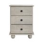 Warm Grey 3 Drawer Bedside Table - Hampton