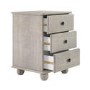 Warm Grey 3 Drawer Bedside Table - Hampton