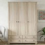 Light Wood with White Wash 3 Door Triple Wardrobe with Drawers - Hampton