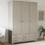 Warm Grey 3 Door Triple Wardrobe with Drawers - Hampton