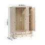 Light Wood with White Wash 3 Door Triple Wardrobe with Drawers - Hampton