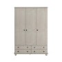 Warm Grey 3 Door Triple Wardrobe with Drawers - Hampton