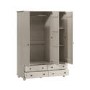 Warm Grey 3 Door Triple Wardrobe with Drawers - Hampton