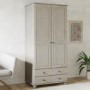 Warm Grey 2-Door Double Wardrobe with Drawers - Hampton