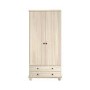 Light Wood with White Wash 2-Door Double Wardrobe with Drawers - Hampton