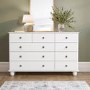 Wide White Chest of 9 Drawers - Hampton