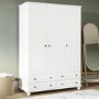 White 3-Door Triple Wardrobe with Drawers - Hampton