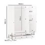 White 3-Door Triple Wardrobe with Drawers - Hampton